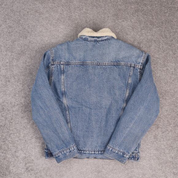 Levi's Sherpa Lined Denim Trucker XS Blue Long Sleeve Snap Light Wash Jacket - Picture 4 of 9